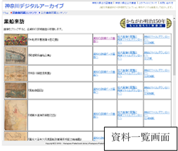 神奈川デジタルアーカイブの資料一覧画面の画像